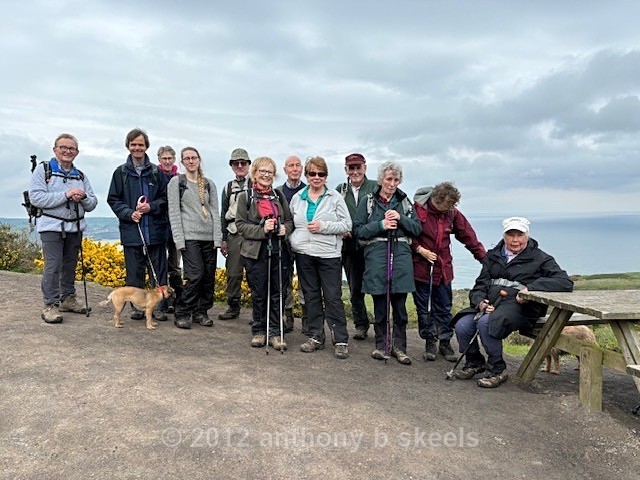 045 Group pose on the disused rail track returning to Ravenscar  8 mls - York Minster Walkers Collection 2024