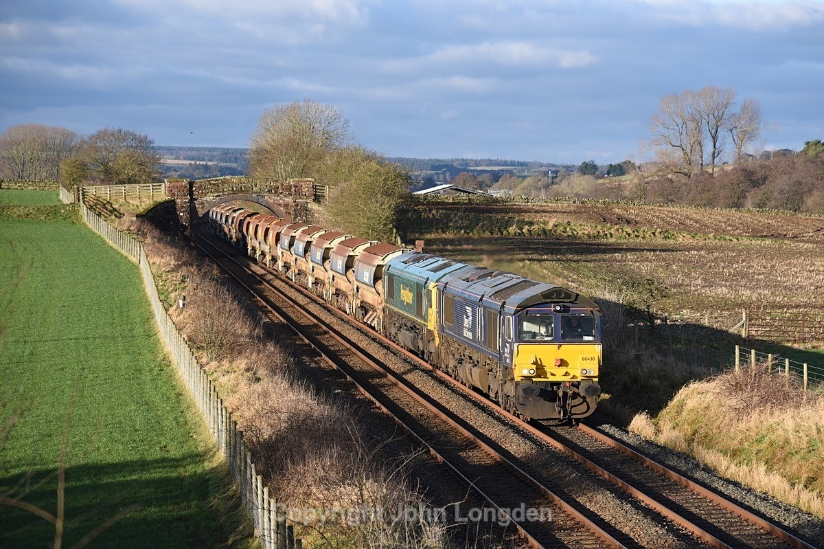 JL - 8.1.24 66430 & 66557 6K05 Carlisle - Crewe, Greenlands Farm - Greenlands Farm