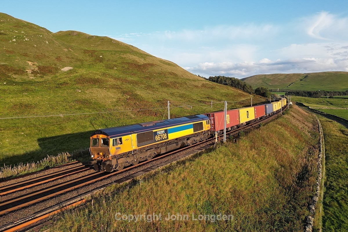 JL - 12.9.23 66708 4S57 Hams Hall - Mossend, Abington - West Coast Main Line (north to south)