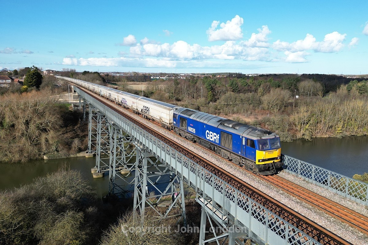 JL - 28.2.25 60026 6N87 Lynemouth - Tyne CT, Bedlington Viaduct - Latest shots