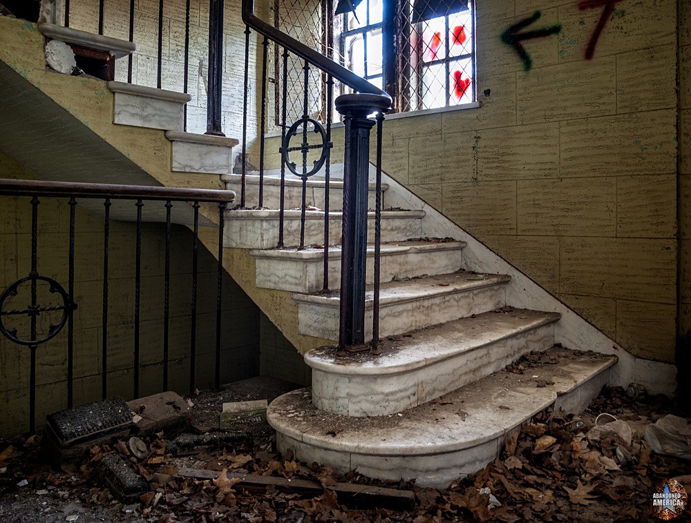 Abandoned Greystone Park Psychiatric Center | Curry Building Stairs - Greystone Park Psychiatric Center