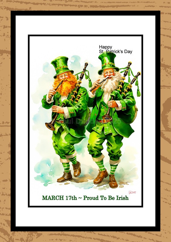 St Patrick's Day Watercolour Paintings - Festive Heartbeat by Artist Paul Duddell