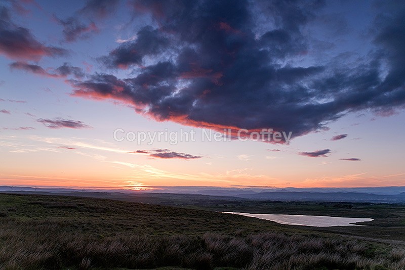 The Central Lowlands across Glasgow from Ballageich, East Renfrewshire - Landscape format