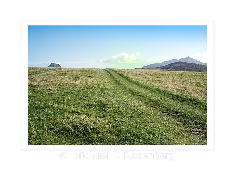 Field and Track With Church, Near Lockskipport Outer Hebrides - Scotland, UK