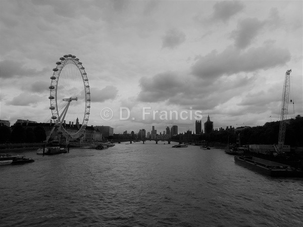 Looking West From Hungerford Bridge (b&w) - By The Thames