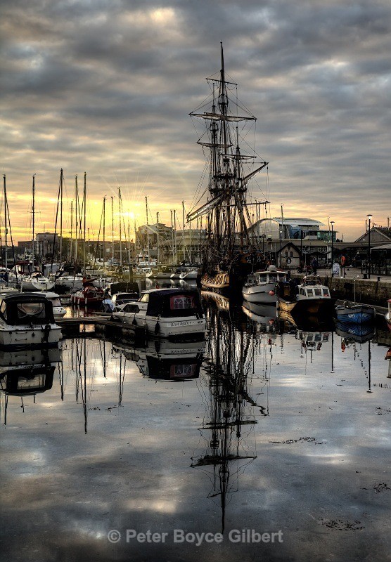 The Shtandart, Sutton Harbour, sunrise. - The Coast