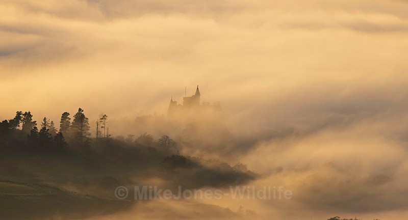 Glengorm Castle in a Sea Mist on the Isle of Mull, Scotland - Sea Mist, Moonset and Sunset over the Hebrides seen from the Isle of Mull