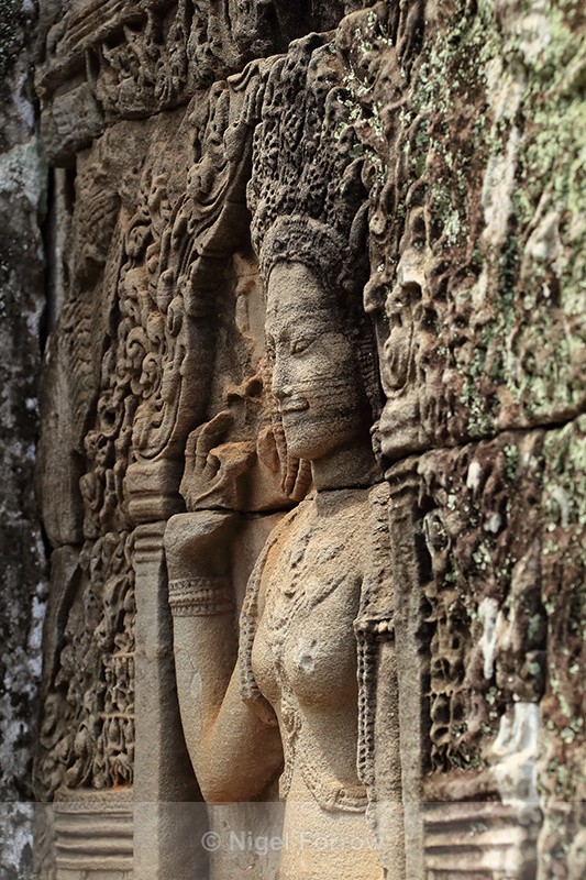 Side view of bas-relief, Bayon, Angkor Thom, Cambodia - Cambodia