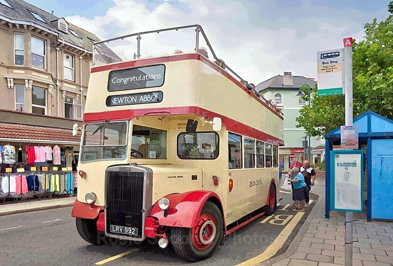 TS65 - Vintage Devon General Leyland bus at Teignmouth - Greetings Cards Teignmouth and Shaldon
