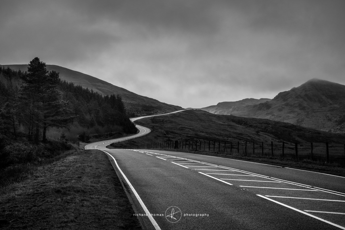 Black and White photograph of the Crimea Pass in the Snowdonia national park Wales