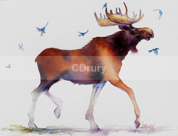 WCW09132 'Scattering the Bluebirds' - Watercolor Wildlife