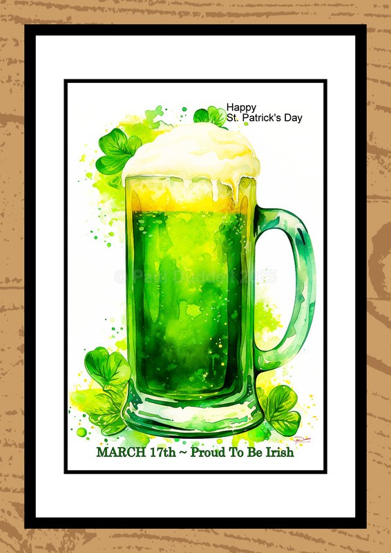 St Patrick's Day Watercolour Paintings - Festive Heartbeat by Artist Paul Duddell
