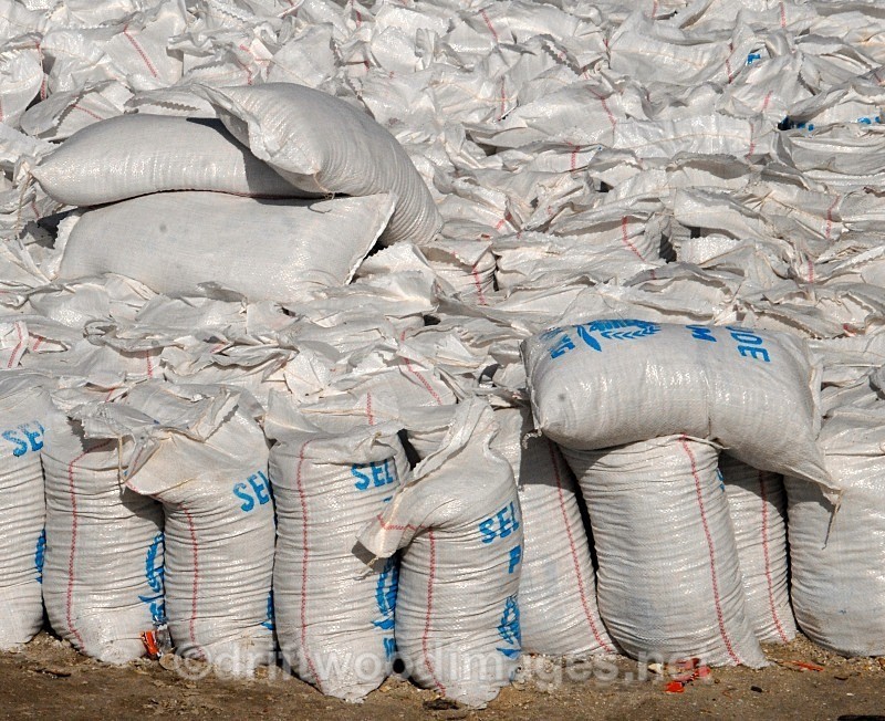 Senegal Lac Rose salt production full salt bags detail - Senegal Salt Production at Lac Rose