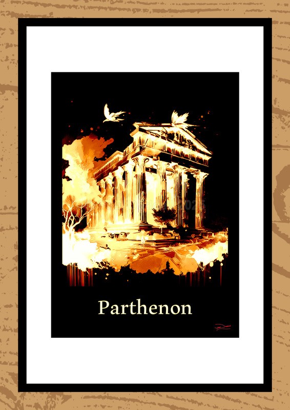 Parthenon Ink Paintings by Artist Paul Duddell