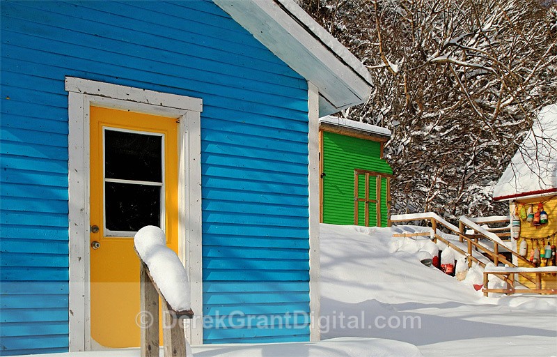 Coloful Winter Time Scene in St Martins New Brunswick
