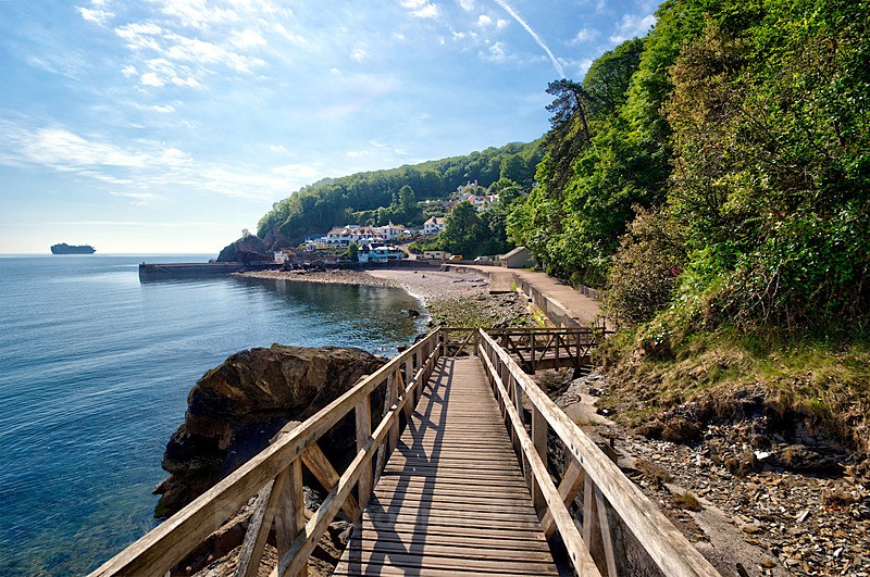 The wooden walkway at Babbacombe Beach - Torquay See separate galleries for Cockington, Meadfoot and Anstey's Cove