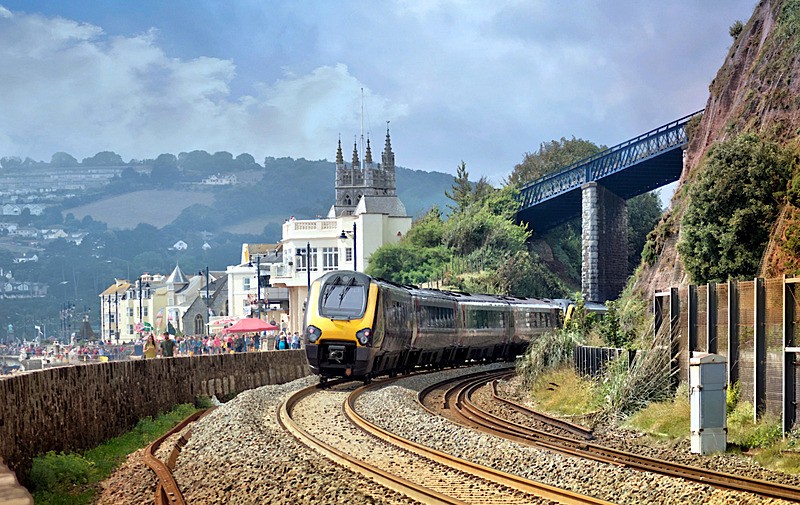 Train leaving Teignmouth - Trains Boats and Planes