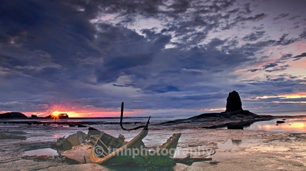 Sunset on the Captain Von Tromp Wreck. - Yorkshire Coast