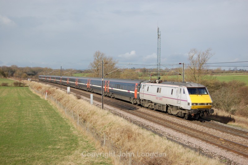 17.3.12 91108 1S05 07.00 Kings Cross - Edinburgh, Ricknall Grange - East Coast Main Line (north to south)