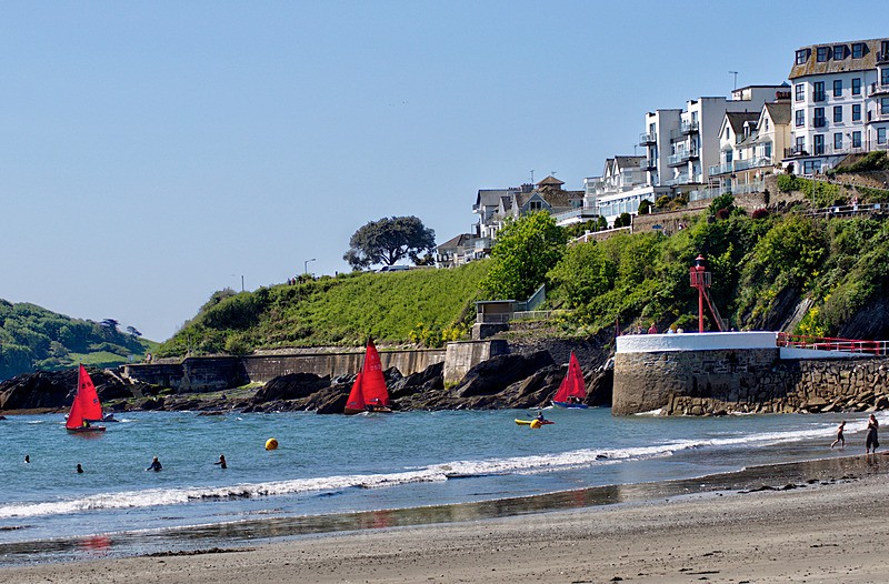 Sailing boats passing the Banjo - Looe