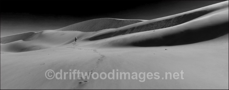 Namibia Swapokmund dune 7 and figure bw 3 - Namibia, Southern Africa