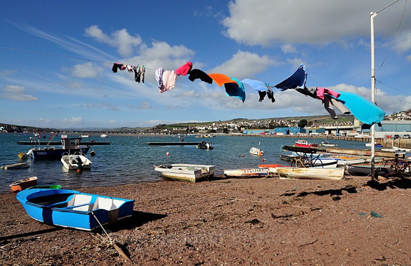 TS14 Wash day at Back Beach Teignmouth - Greetings Cards Teignmouth and Shaldon