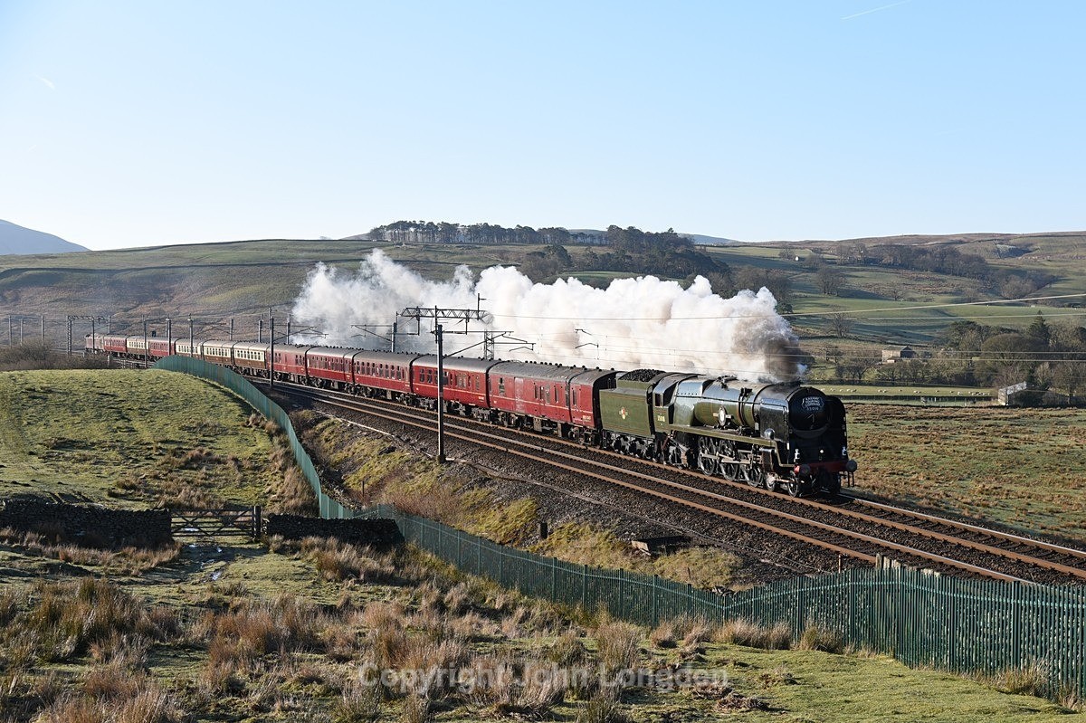 JL - 19.3.22 Bullied 'Pacific' 35018 1Z80 Preston - Edin, Greenholme - West Coast Main Line (north to south)