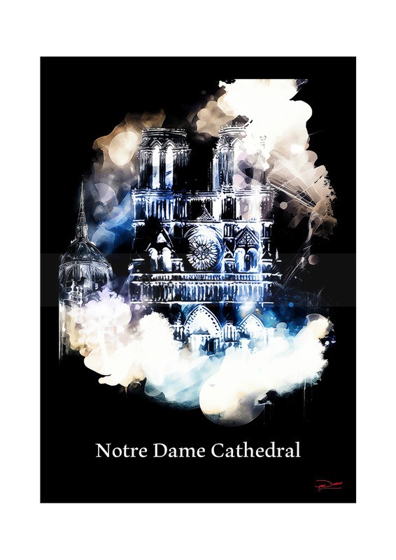 Notre Dame Cathedral Historical Structures Ink Paintings by Paul Duddell, Whispers & Strokes - Artist, Painter, and Photographer