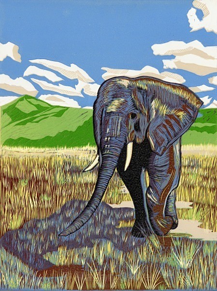 Under an African Sky, Masai Mara, Kenya - Reduction Linocuts