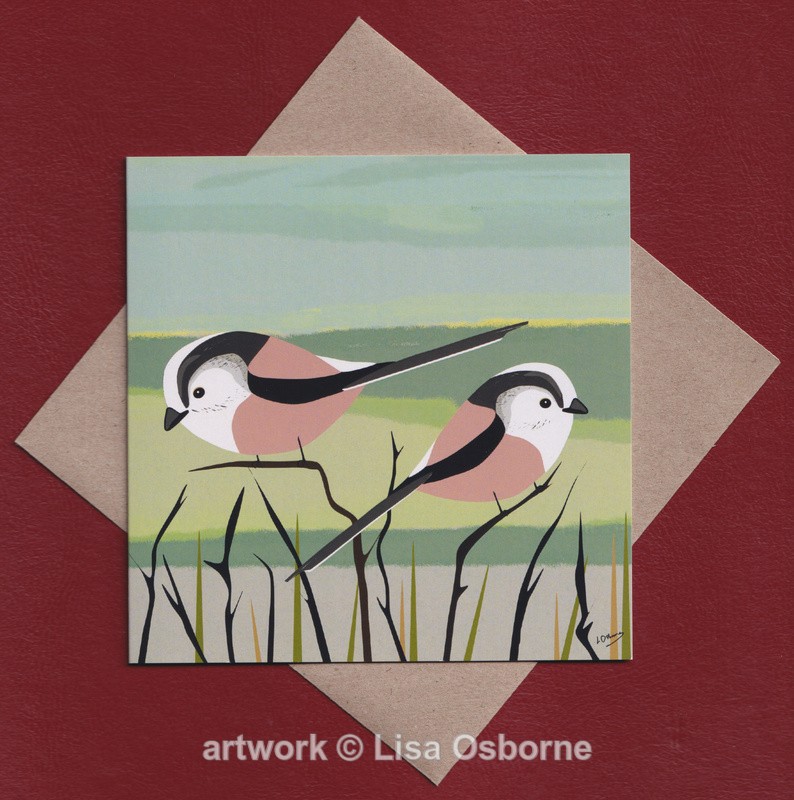 Long-tailed tits greetings card - Cards