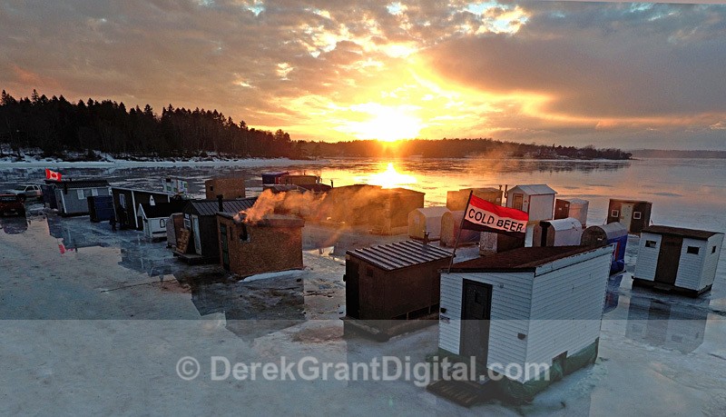 Canadian Ice Fishing Village Beer Shacks Huts