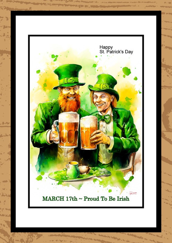 St Patrick's Day Watercolour Paintings - Festive Heartbeat by Artist Paul Duddell