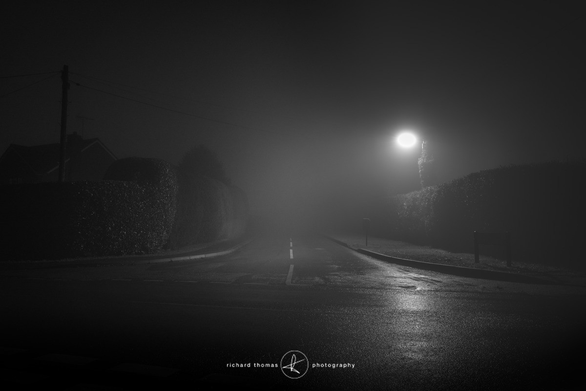 Foggy night in urban suburbia