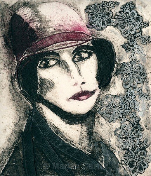 Woman in a Hat - Collagraphs