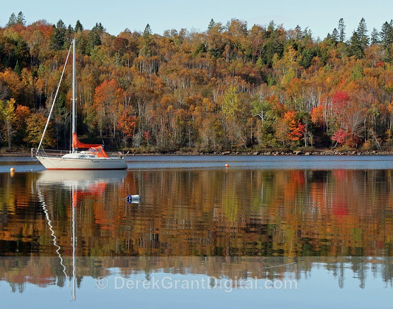 Sailboat in Autumn New Brunswick Canada - Boats
