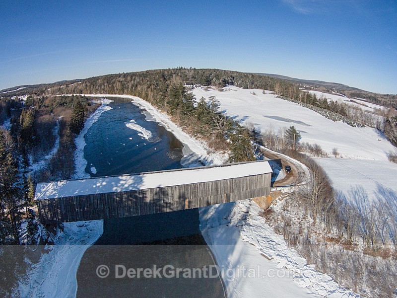 Smithtown Covered Bridge Hammond River #3 Aerial View - Covered Bridges of New Brunswick
