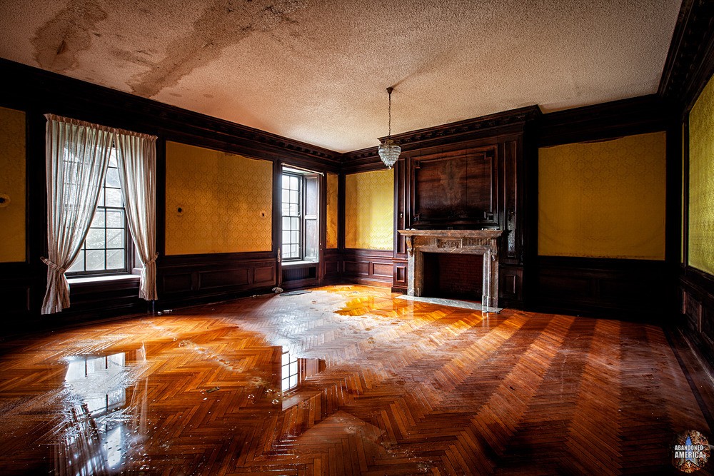 The chapel at Woodburne Manor shows water damage from a storm in 2014.
