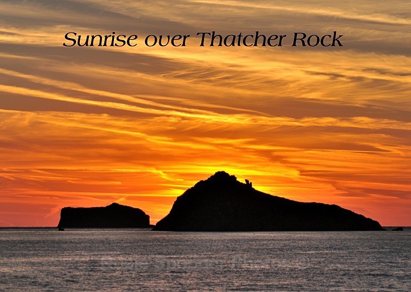 RSP058 - Sunrise Thatcher Rock - Meadfoot Beach Postcards