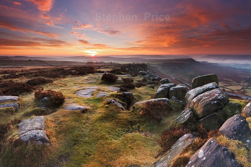 Curbar Edge Red Sky | Dawn Photography Peak District