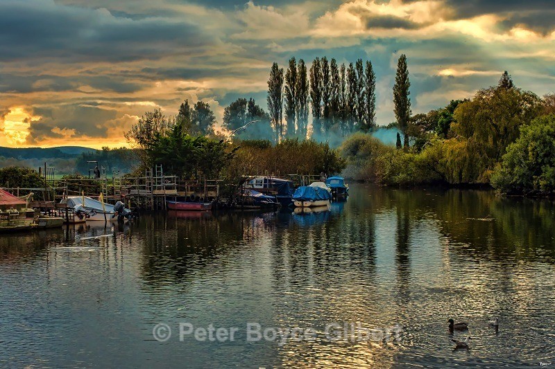 Sunset over the River Frome, Wareham. - The Countryside