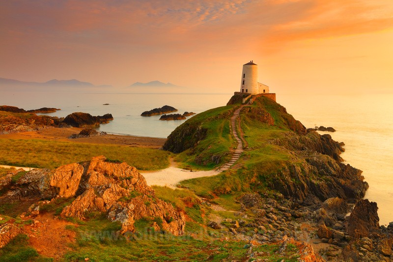 Twr Mawr Lighthouse, Llanddwyn Island at Sunset.   Ref 9310b - North Wales