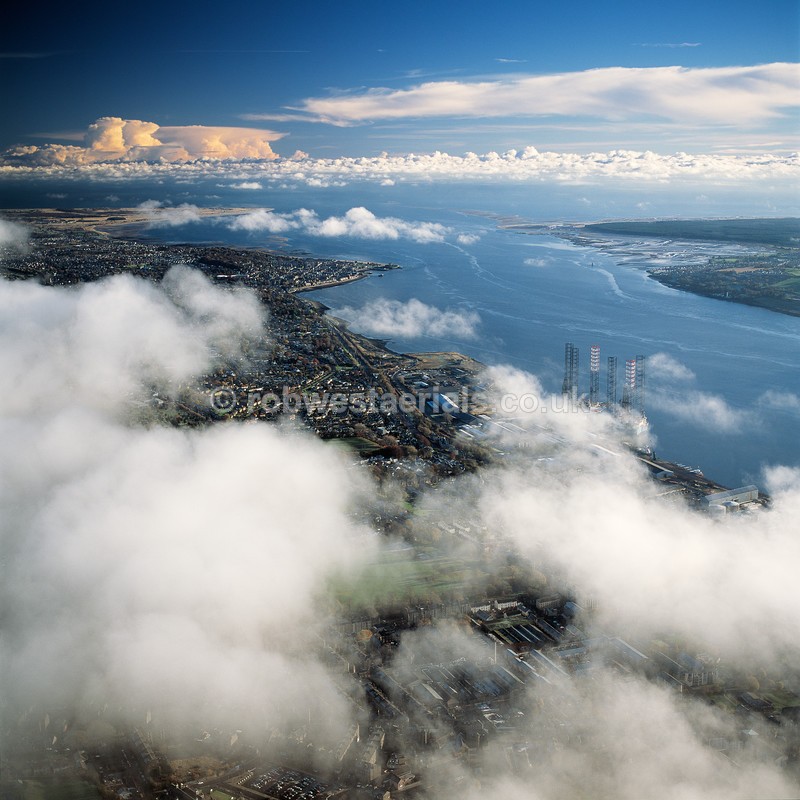 aerial pictures of Scotland east coast coastline by Dundee City