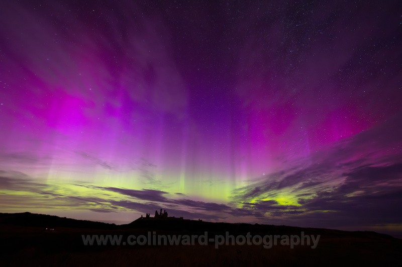 Aurora over Dunstanburgh Castle.   ref 5249 - Northumberland