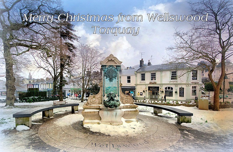 2 left TQ138 - Wellswood on a snowy day - XMAS CARDS Torquay St Marychurch, Babbacombe and Cockington