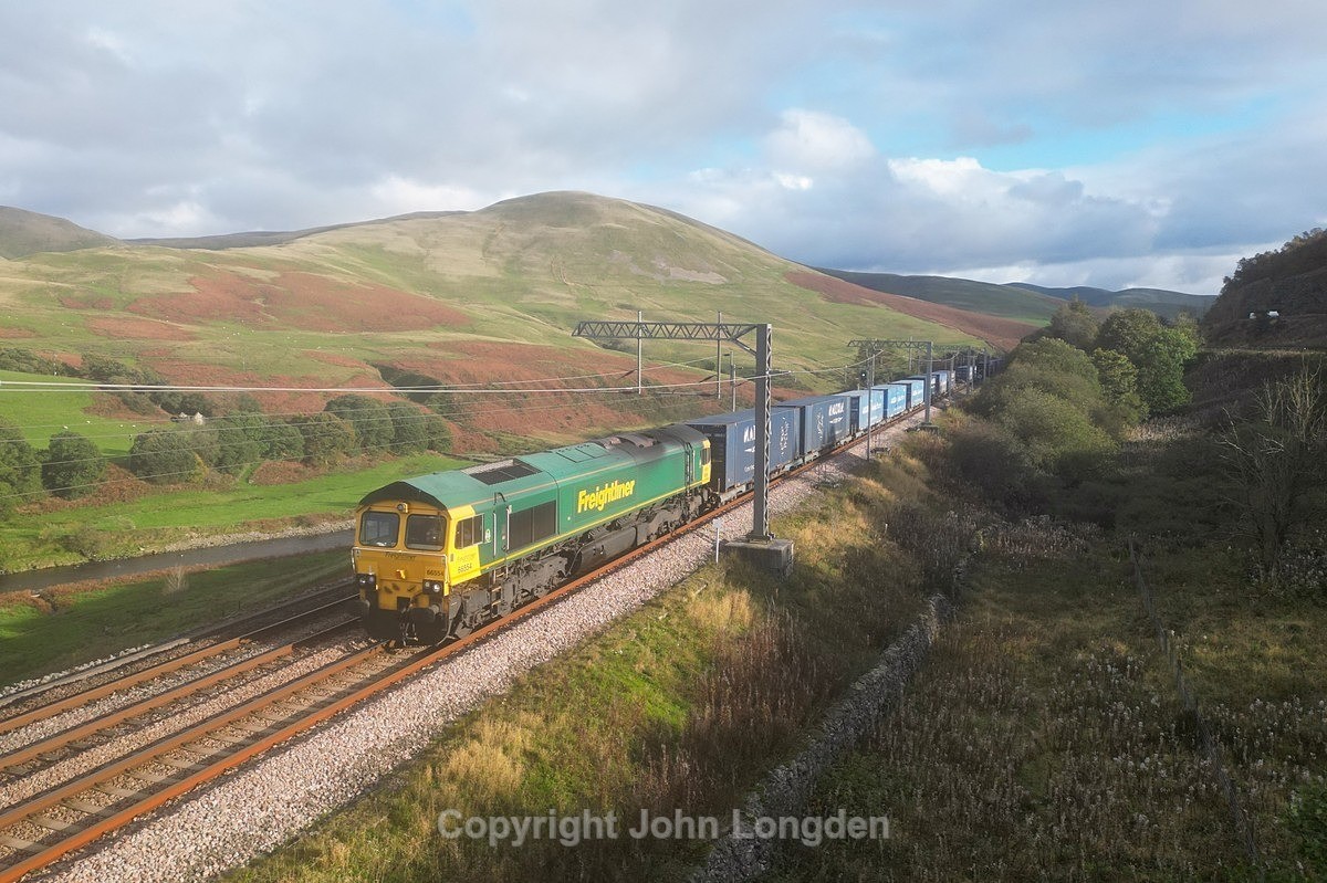 JL - 14.10.23 66554 4S49 Daventry - Grangemouth, Lune Gorge - West Coast Main Line (north to south)