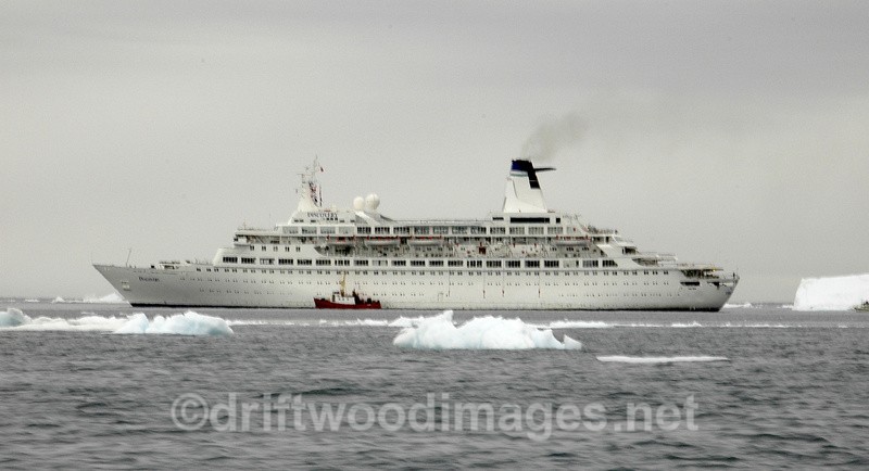 Illuliisat mv Discovery at anchor - Greenland West Coast