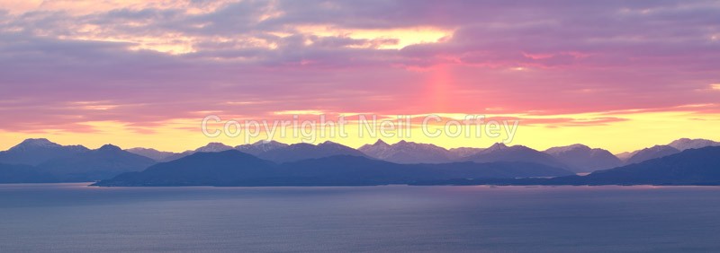 Sunrise over Knoydart from the Isle Of Eigg - Panoramic format