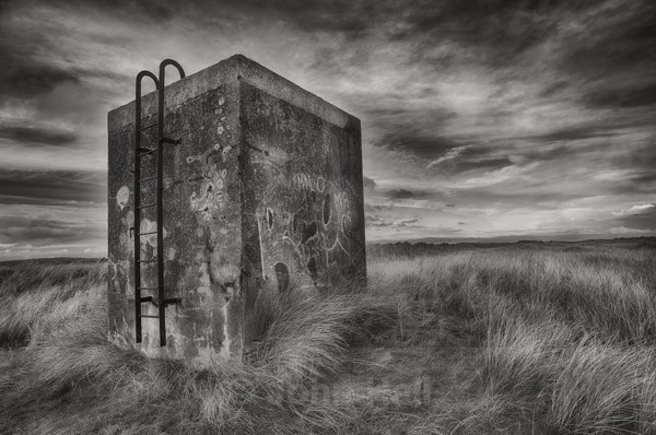 Fine art monochrome of an abandoned ruin at Baltray, Co. Louth, Ireland.