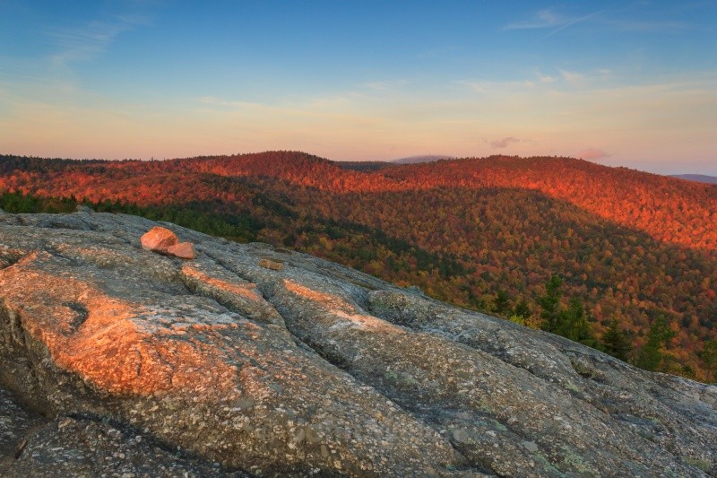 Magenta Morning on Mt. Major - Fall Foliage Season Transitions