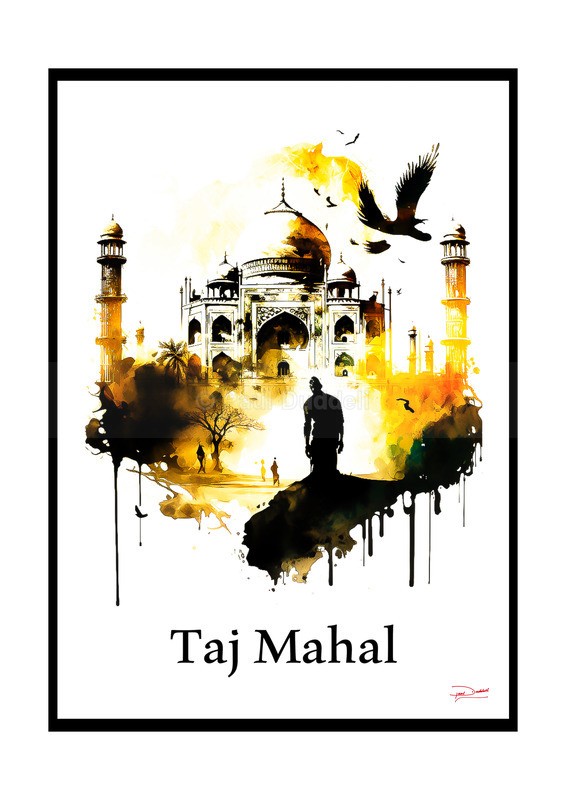 Taj Mahal Historical Structures Ink Paintings by Paul Duddell, Whispers & Strokes - Artist, Painter, and Photographer